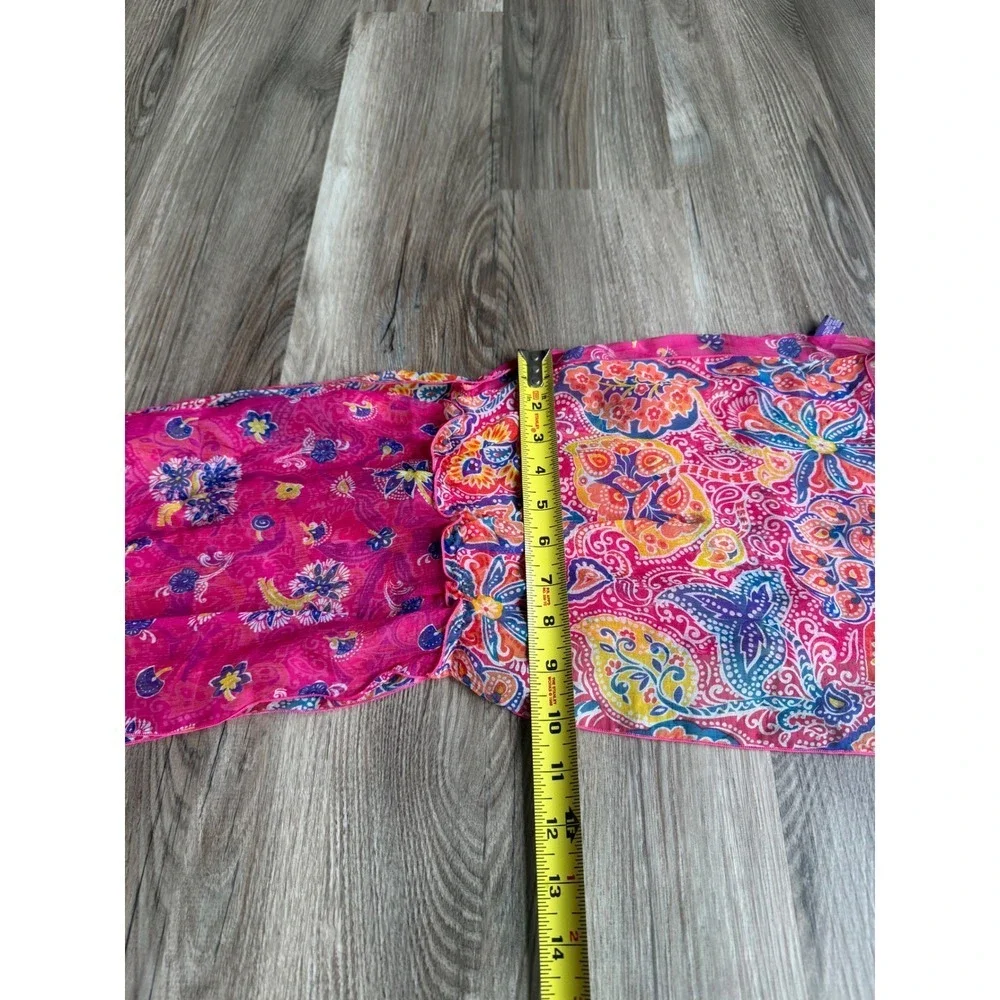 Ralph Lauren Purple Label‎ Pink Paisley Boho Floral 100% Silk Scarf Italy